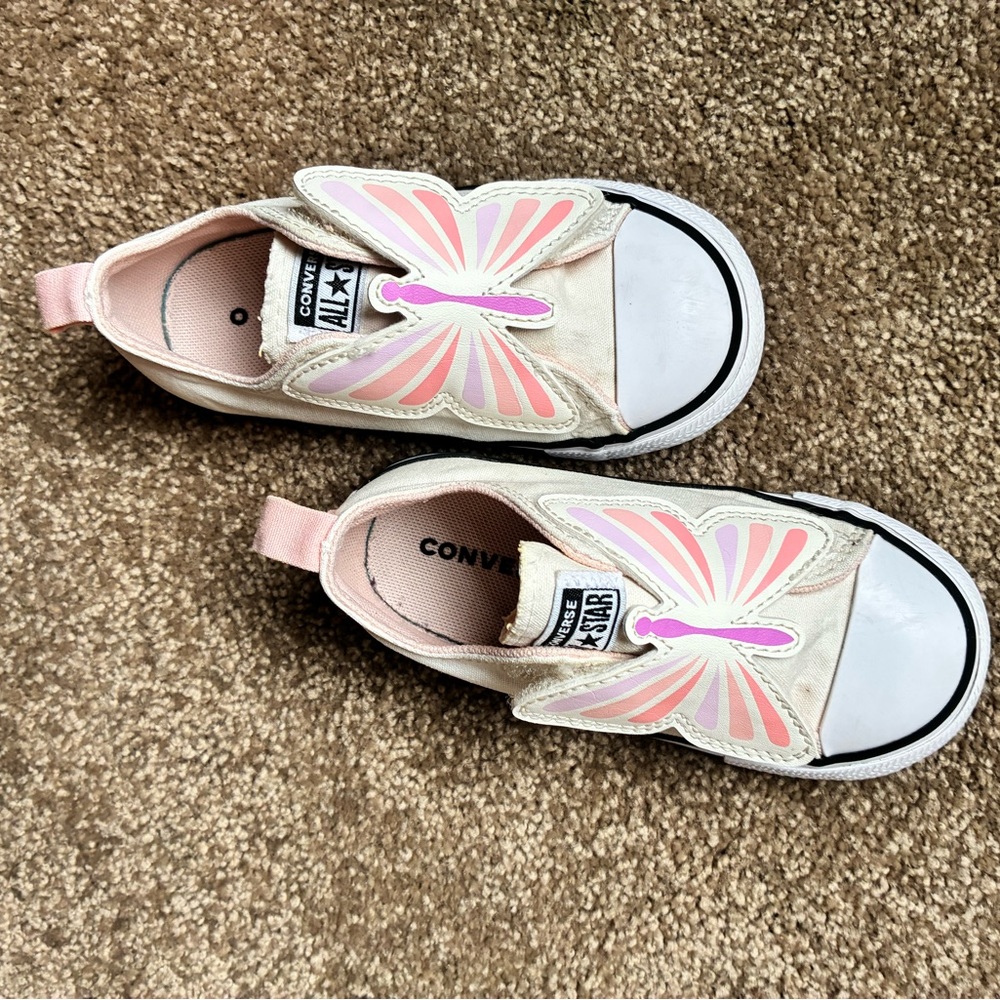 Converse Kids Sneakers with Butterfly Design - Pink and White
